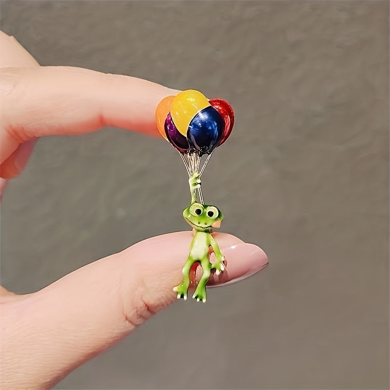 Funny Balloon Frog Brooches Colorful Balloons Pin Travel Gift