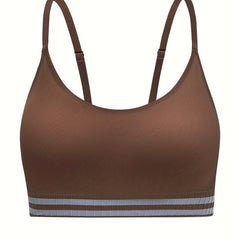  Striped Pattern Sports Bra High Stretch Yoga Fitness Bra