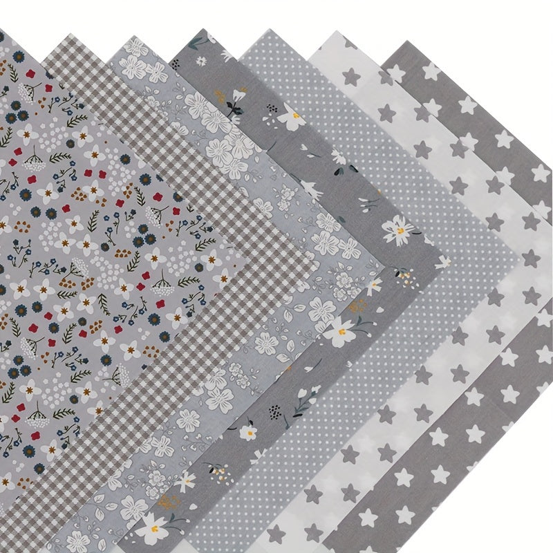 7pcs Gray Series Fabric for Doll Needlework DIY Sewing Quilting Material