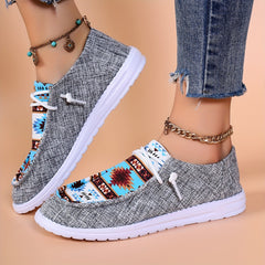 Women's Geometric Pattern Low Top Sneakers Lightweight Casual Shoes