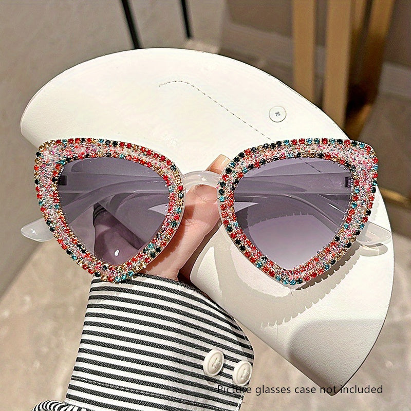 Heart Cat Eye Sunglasses Glitter Rhinestone UV400 Sun Shades