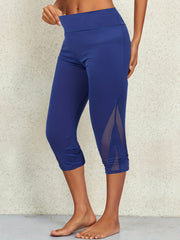 Mesh Stitching Skinny Capris Leggings Casual Crop Leggings