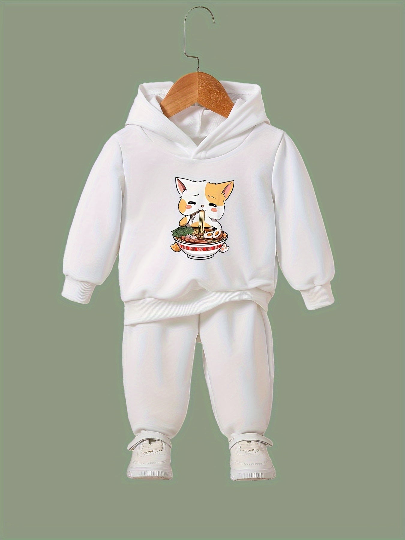 Ramen Kitty Print 2pcs Girls Outfits For Sports Spring