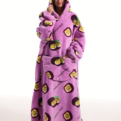 Sherpa Fleece Oversized Hooded TV Blanket Women's Passion Fruit Nightgown