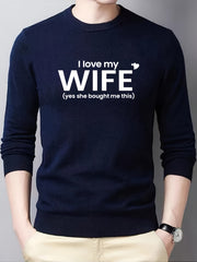 Funny I Love My Wife Pattern Men's Sweater