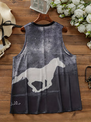  Colorblock Horse Print Tank Top