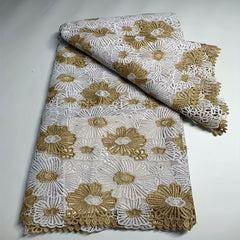 Polyester Embroidery African Lace Fabric Guipure Cord Celebration Cotton Lace