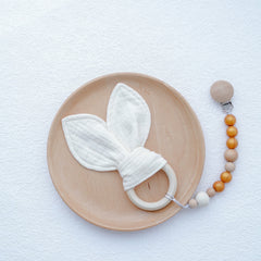 Baby Chewable Maple Wooden Teething Toy & Pacifier Accessories Set