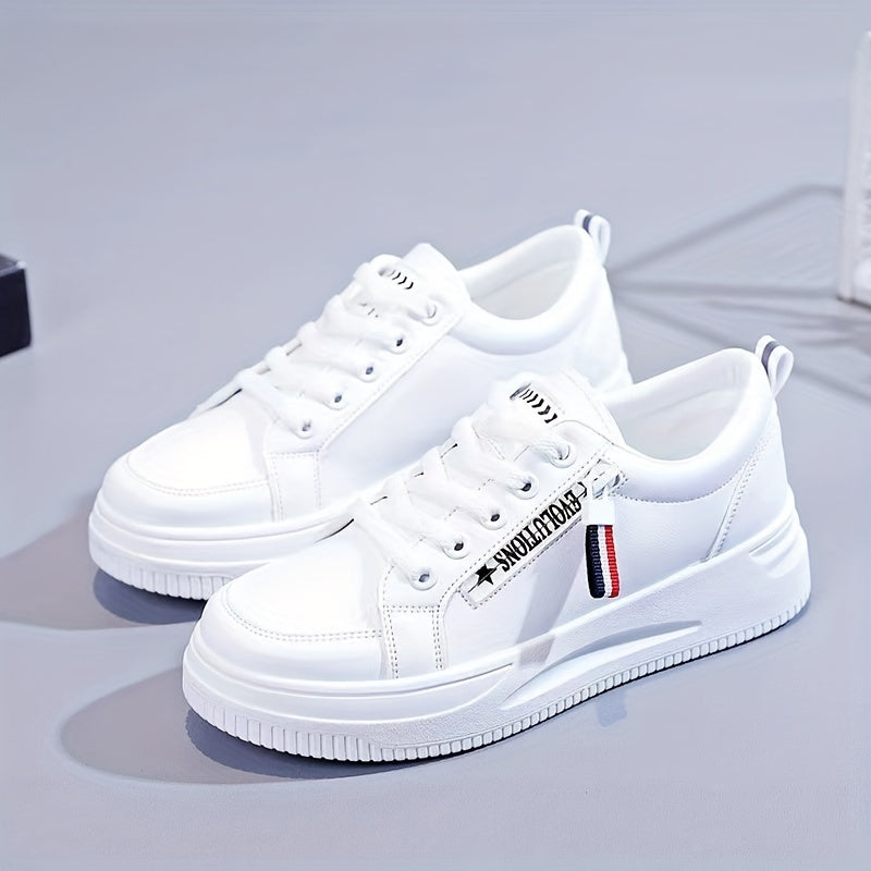 Women's Platform Skate Shoes Lace Up Low Top Sneakers Round Toe Sports Shoes