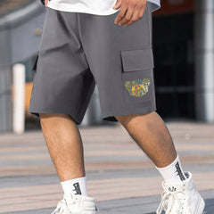 Men's Pattern Letter Print Cargo Shorts for Summer