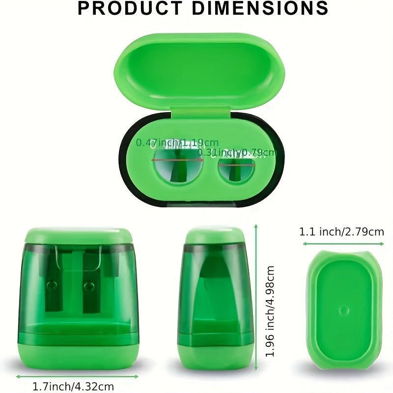 Plastic Double Hole Pencil Sharpener with Cover
