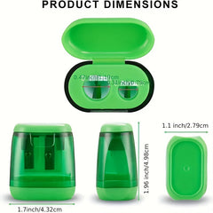 Plastic Double Hole Pencil Sharpener with Cover
