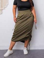  Elastic High Rise Cargo Skirt