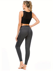 Side Pockets Cropped Yoga Leggings High Elastic Sports Fitness Pants