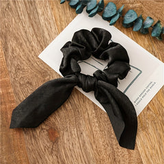 Fabric Hair Tie Long Ribbon Bowknot Scrunchie Ponytail Holder for Women Girls
