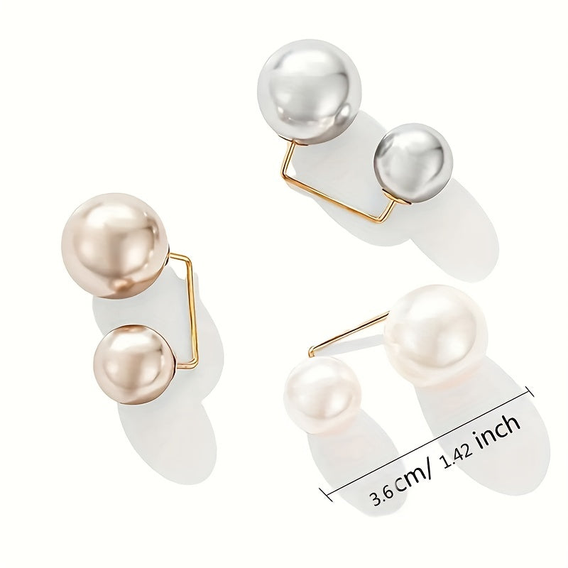 3pcs Faux Pearl Waist Pin Scarf Hijab Clip Set
