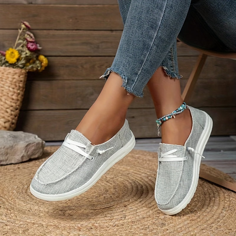 Women's Flat Canvas Shoes Lightweight Low Top Lace Up Shoes
