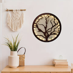 LED Tree Of Life Shape Lamp Retro Wooden Home Decoration