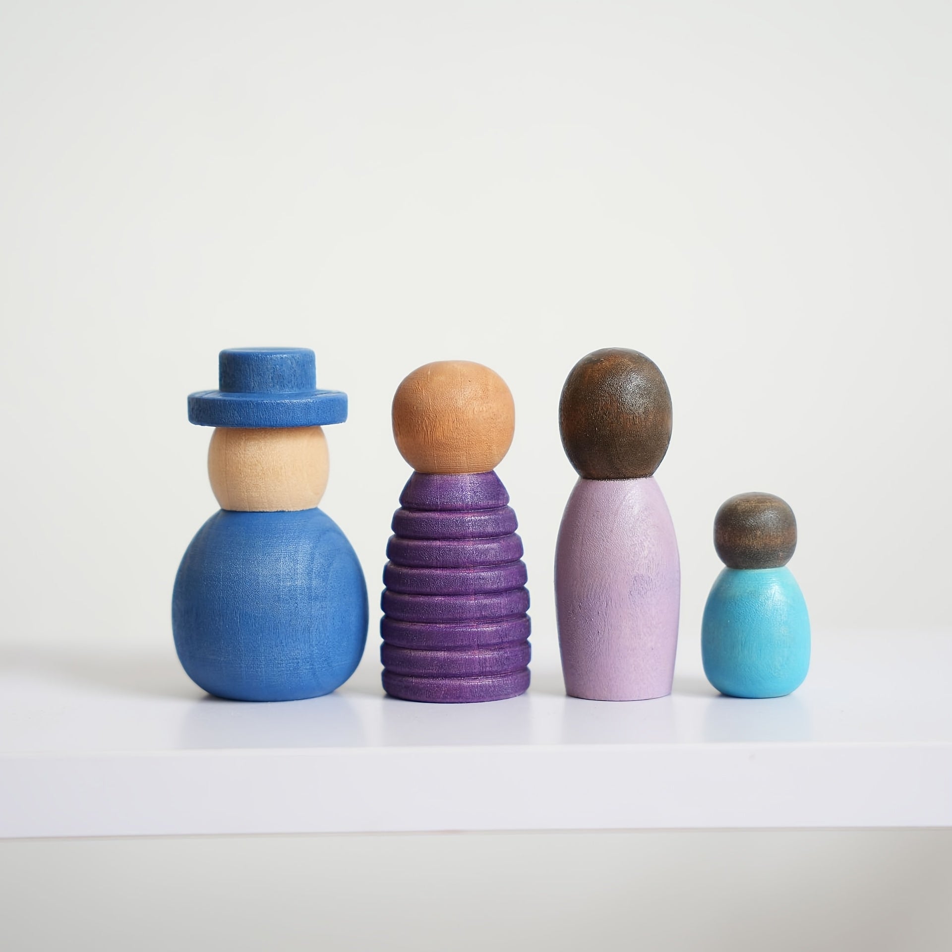 12pcs Wooden Rainbow Figurines Colorful Statues Decorative Items