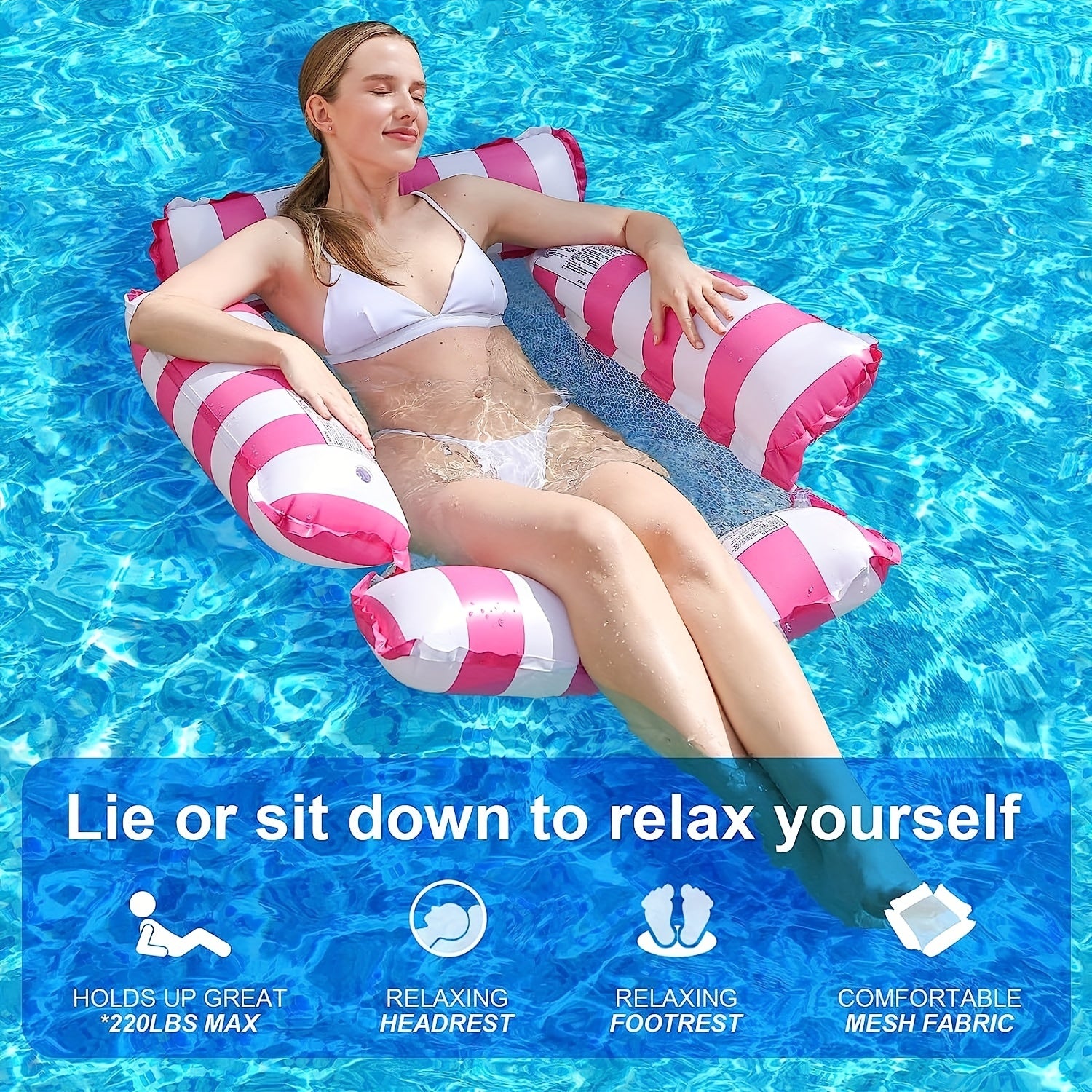 Inflatable Water Hammock Pool Float Chair for Adults
