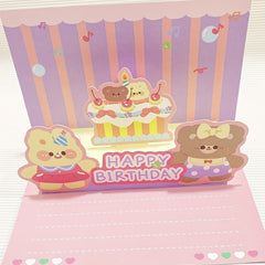 Purple 3D Cartoon Greeting Card with Envelope