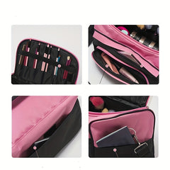 Large Capacity Colorblock Cosmetic Handbag Lightweight Portable Bag