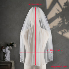 Romantic Beaded Sheer Tulle Bridal Veil for Brides