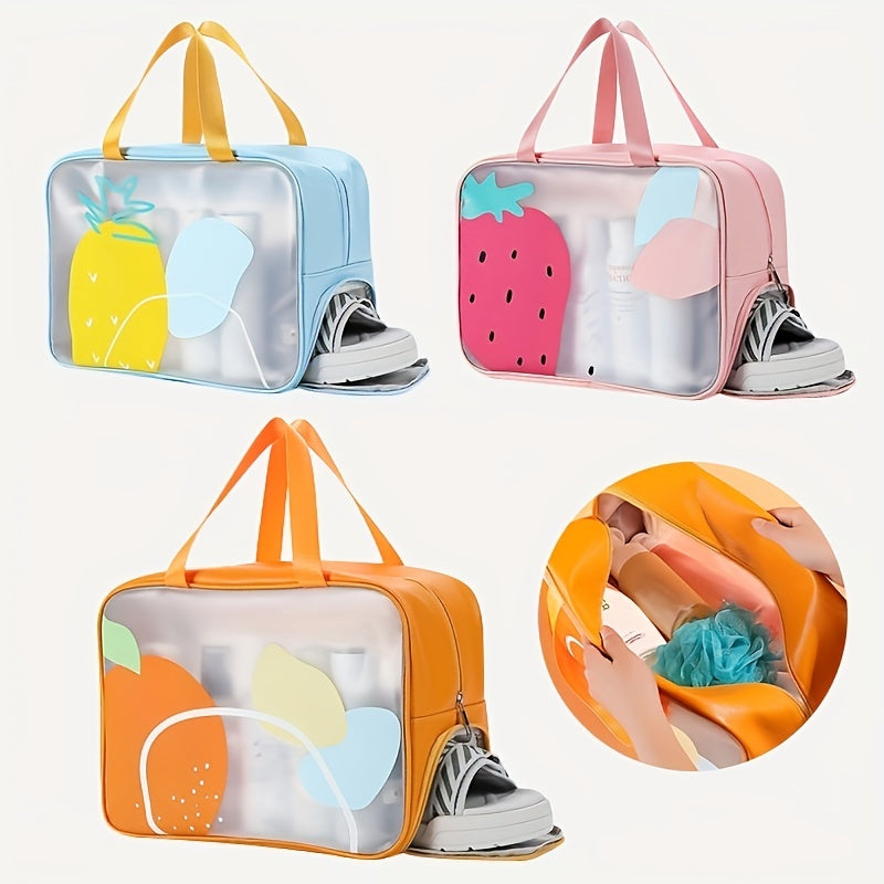 Cartoon Fruit Pattern Translucent Makeup Handbag Toiletry Wash Bag