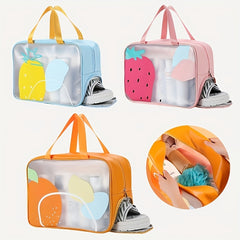 Cartoon Fruit Pattern Translucent Makeup Handbag Toiletry Wash Bag