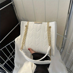 Argyle Quilted Tote Bag Chain Crossbody Purse