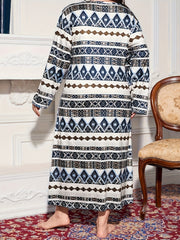  Boho Loungewear Dress Women's Plus Geo Print Nightdress