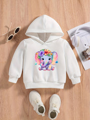 ELEPHANT & FLOWER Print Outfit Toddler Baby Boys Girls Sweatshirt Set