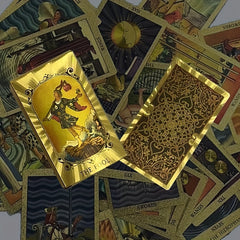 Golden Foil Tarot Deck 78 Waterproof Cards with Instruction Booklet