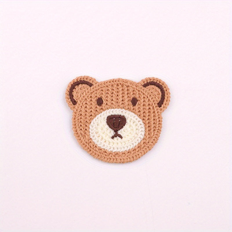 10pcs Colorful Bear Head Embroidery Patch DIY Clothing Accessories