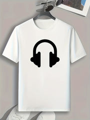 Headset Pattern Print Men's Comfy Sports T Shirt Graphic Tee