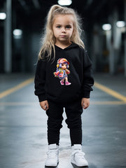OERYUI Girls Boys Dance Girl Print Hoodies Pants Set For Spring