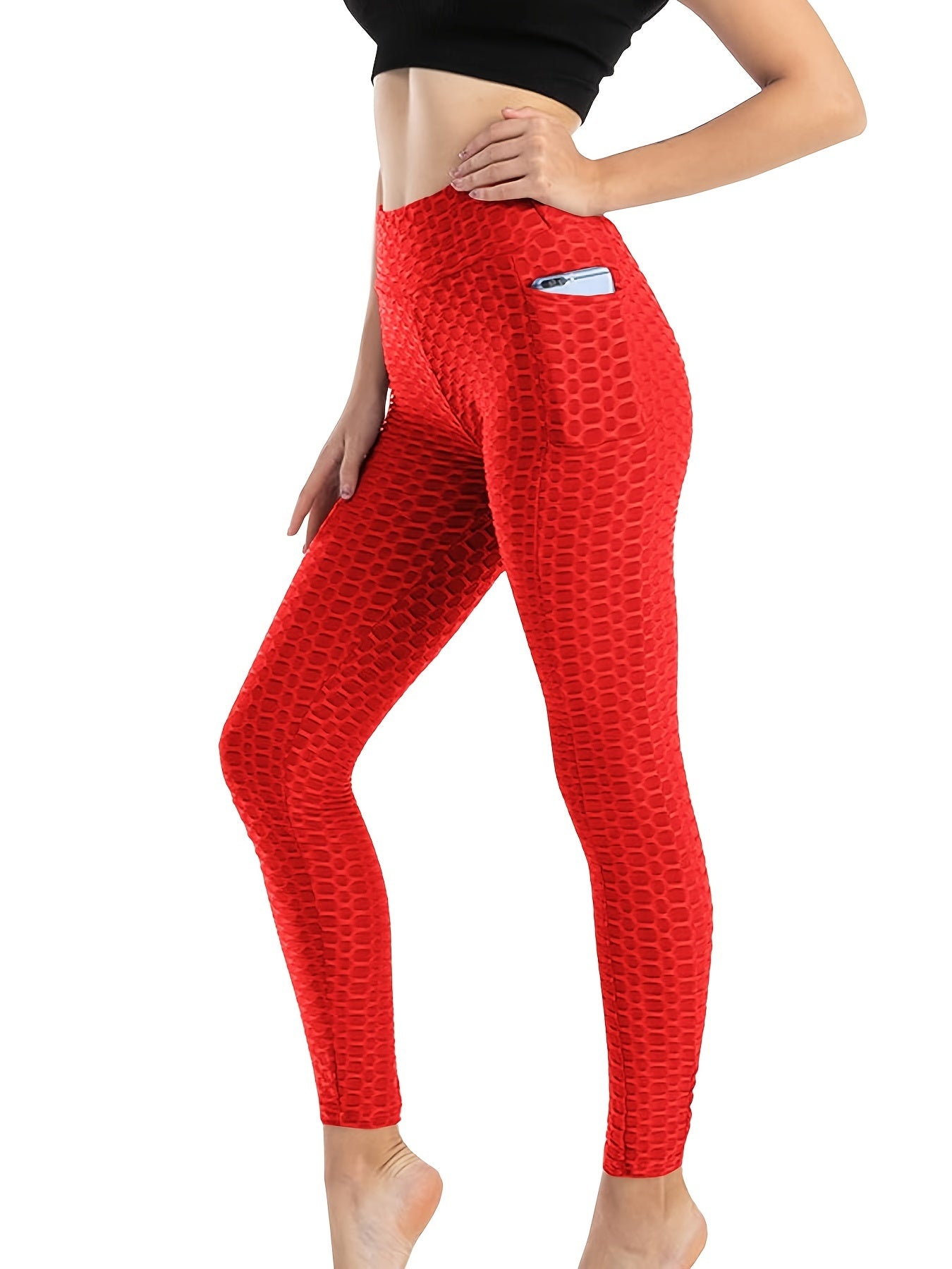 High Waist Honeycomb Leggings for Women
