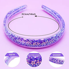 Glitter Headband Sparkly Confetti Rainbow Pink Purple for Kids