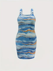  Glitter Marble Print Beach Cami Dress