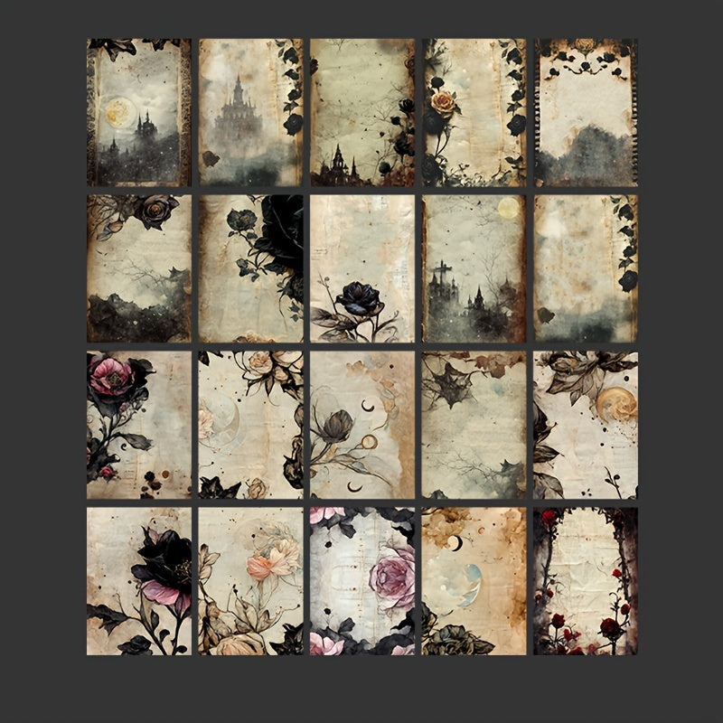 60pcs Retro Dark Series Journal Diary Material DIY Decoration Paper