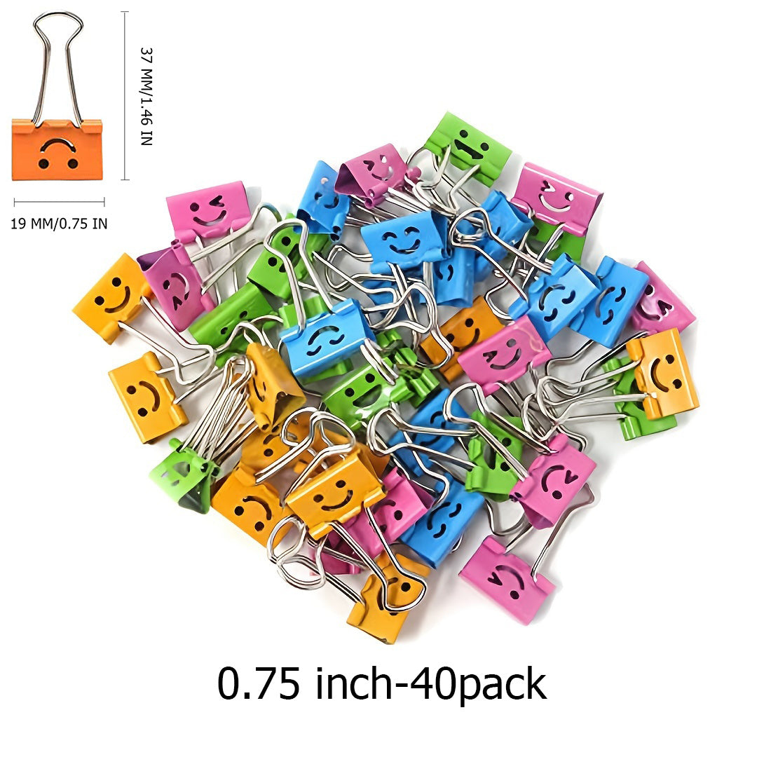 48pcs Colorful Little Happy Face Metal Paper Clips for Office School Home