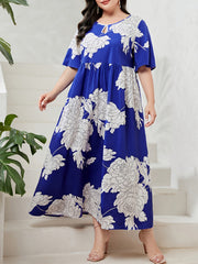 Floral Print Plus Size Kaftan Maxi Dress