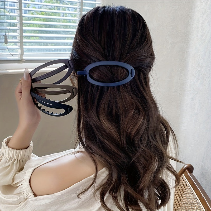 4pcs Hollow Ellipse Barrette Hair Clip for Women Girls