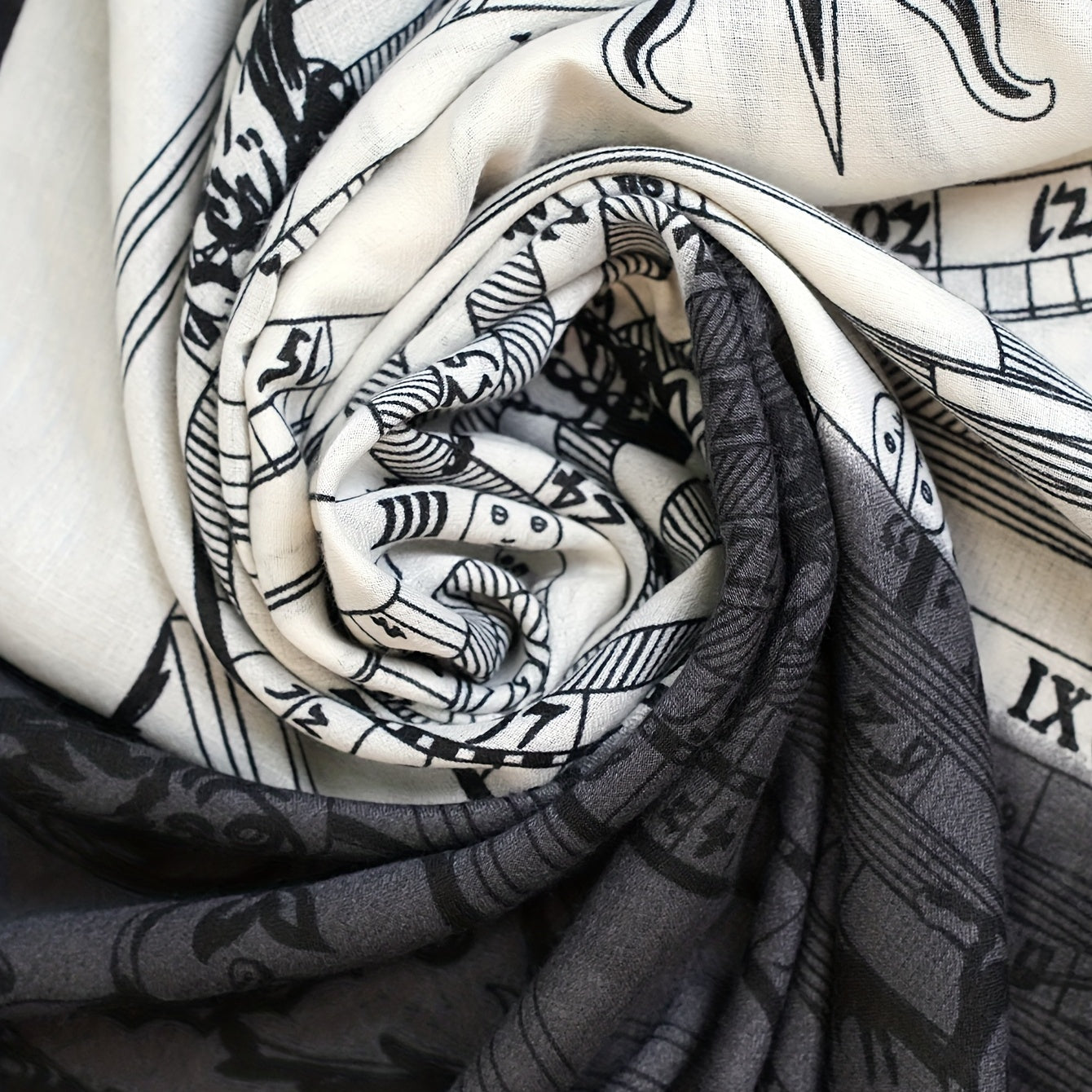 Classic Print Square Scarf Vintage Tassel Shawl Windproof Head Wrap