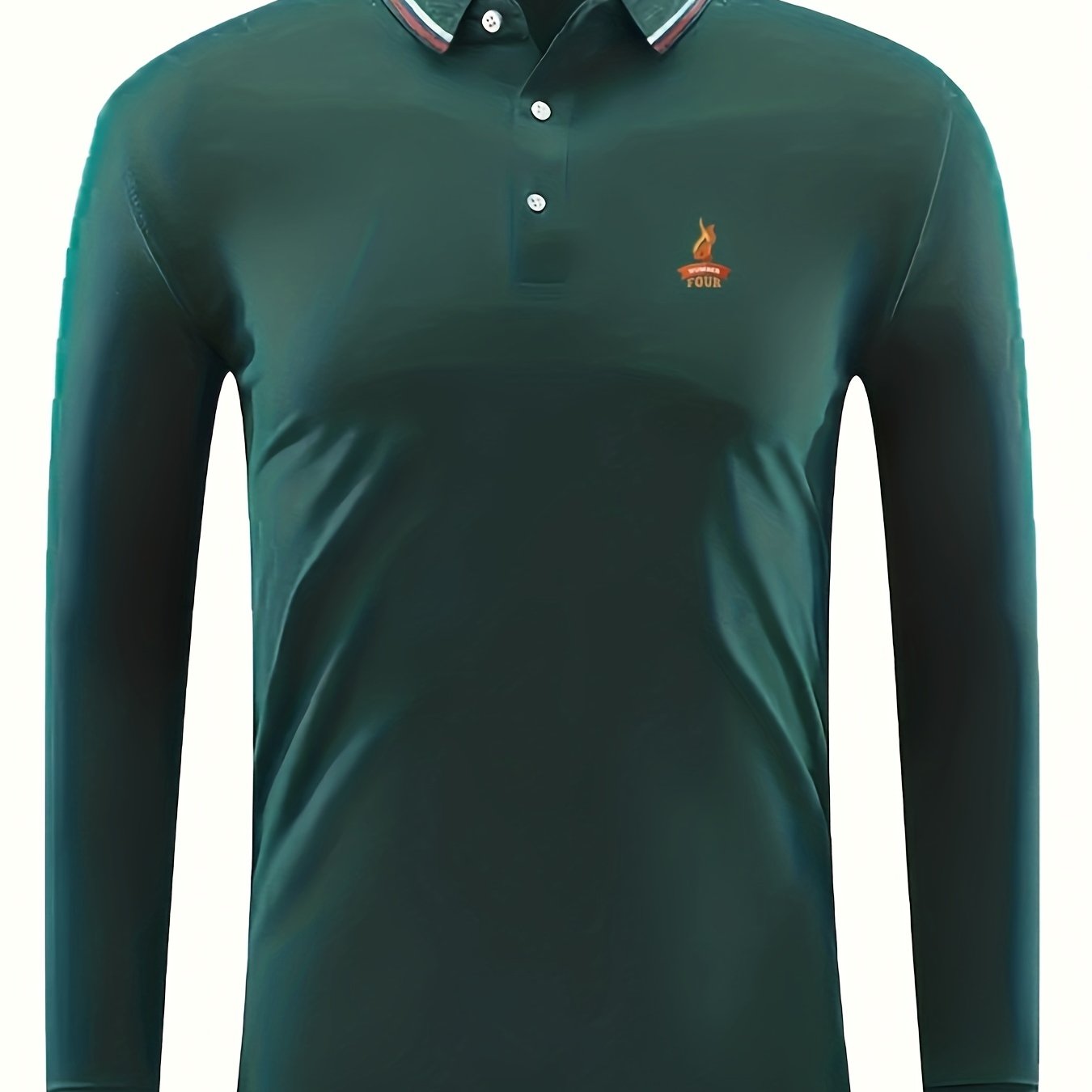 Men's Printed Polo Shirt Breathable Button Up Lapel Shirt