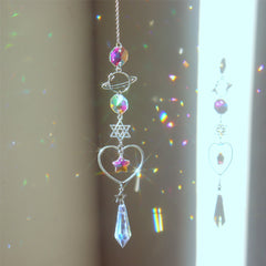 3pcs Colorful Crystal Suncatchers with Chain Pendant for Home Garden Wedding
