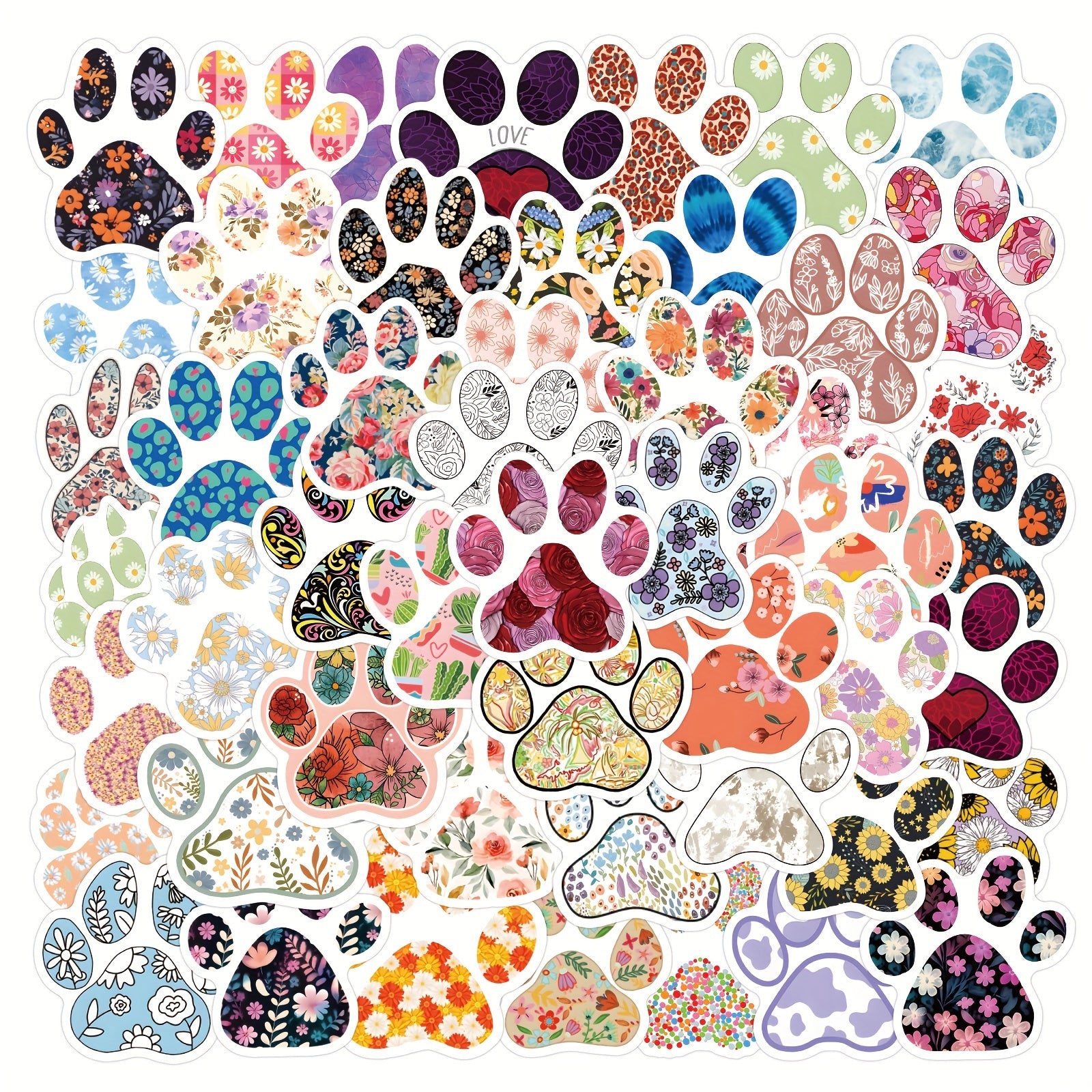 60pcs Paw Print Stickers Self Adhesive for Laptop Skateboard