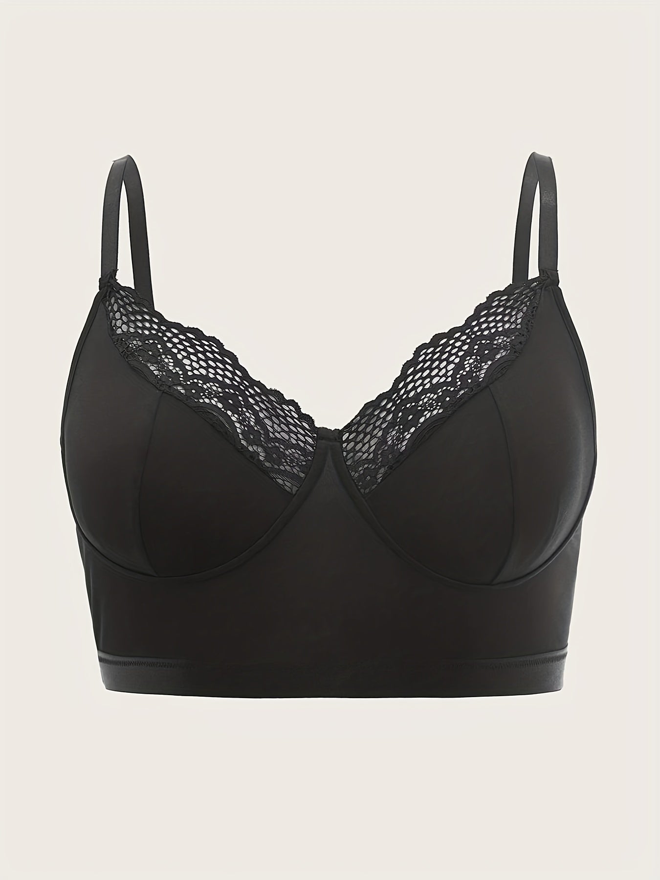  Sexy Bra Women's Plus Contrast Lace Trim Longline Bra