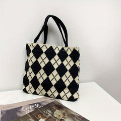 Vintage Woven Tote Bag Women's Casual Handbag & Shoulder Purse