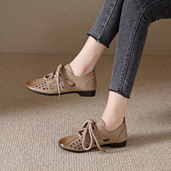 Women's Lace Up Low Block Heel Shoes